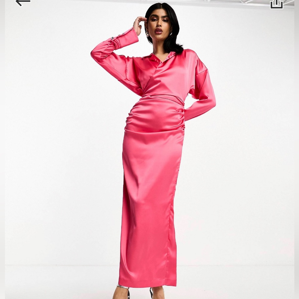 Satin Wrap Maxi Skirt Dress